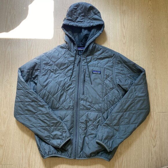 Patagonia Men's Diamond Quilted Bomber Hoody in 'Hex Grey' Size S - Picture 1 of 8